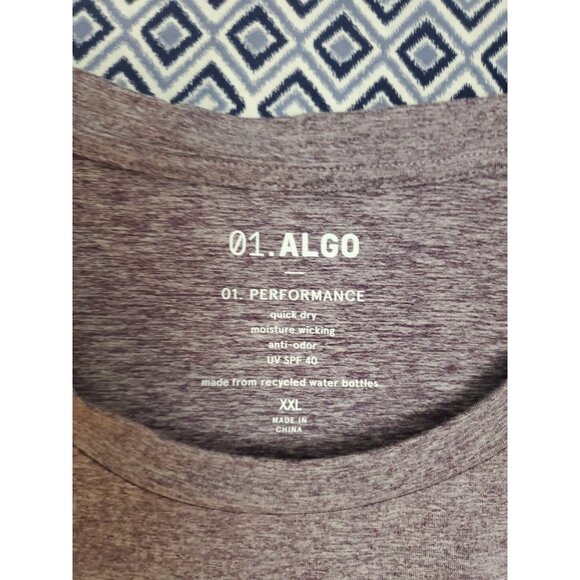 01.ALGO 01 Crew Neck T-Shirt Quick Dry SPF 40 Heathered Lilac Men's Size XXL - Picture 4 of 12